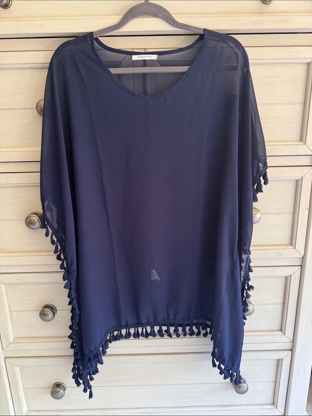 Adreamly Navy Tassel-Trim Swim Coverup